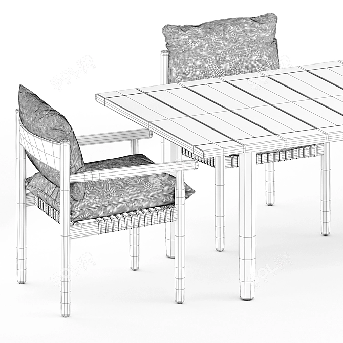 Tibbo Dedon Armchair and Table 3D model image 11