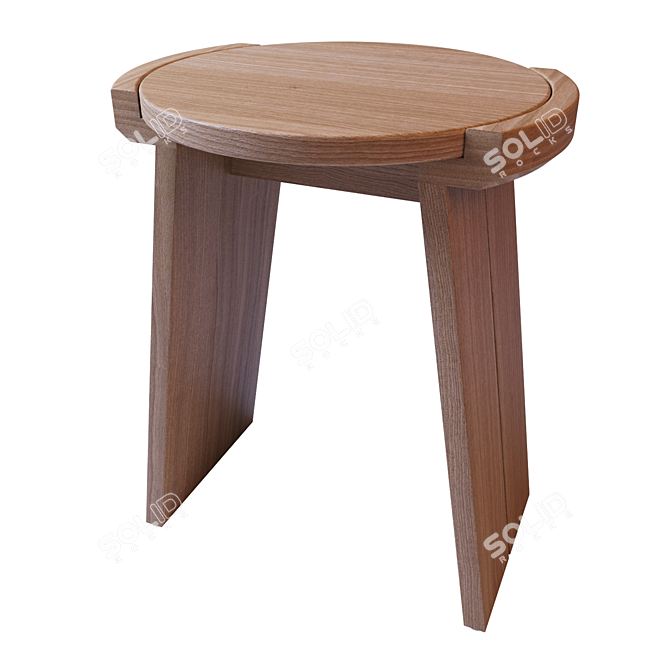 Solid Oak Tibetan Stool (La Redoute) 3D model image 1