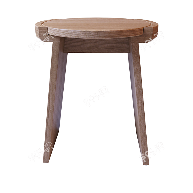 Solid Oak Tibetan Stool (La Redoute) 3D model image 2