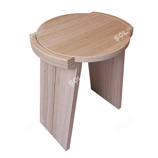 Solid Oak Tibetan Stool (La Redoute) 3D model image 3