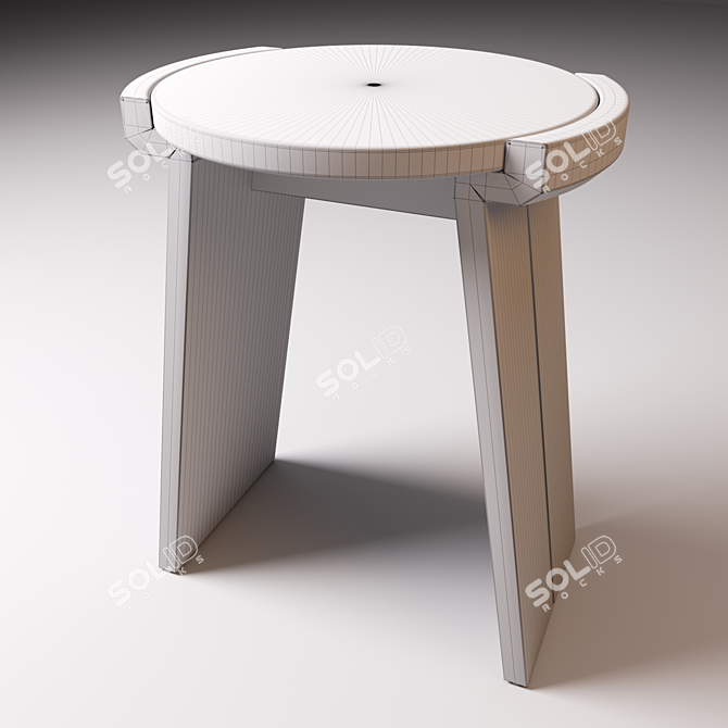 Solid Oak Tibetan Stool (La Redoute) 3D model image 4