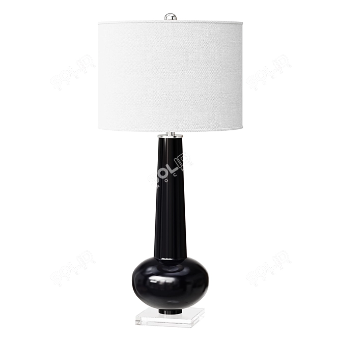 Elegant Navy Glass Table Lamp 3D model image 1