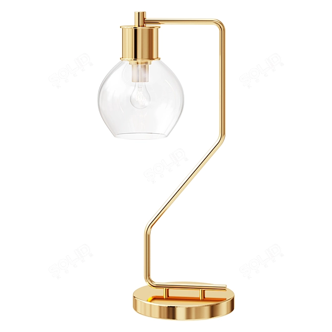 Brushed Gold Glass Table Lamp 3D model image 1