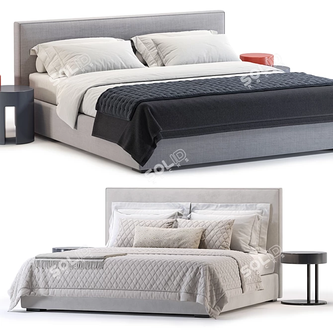 Stone Bed Model Set Options 3D model image 2