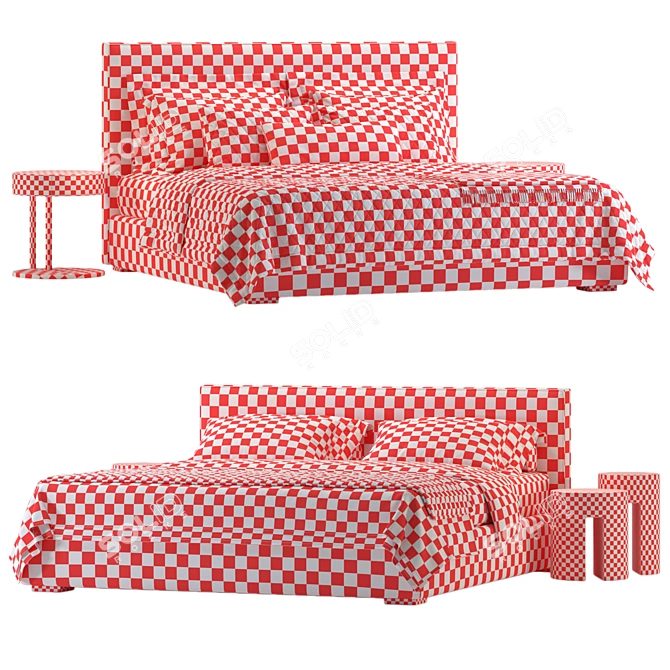 Stone Bed Model Set Options 3D model image 5