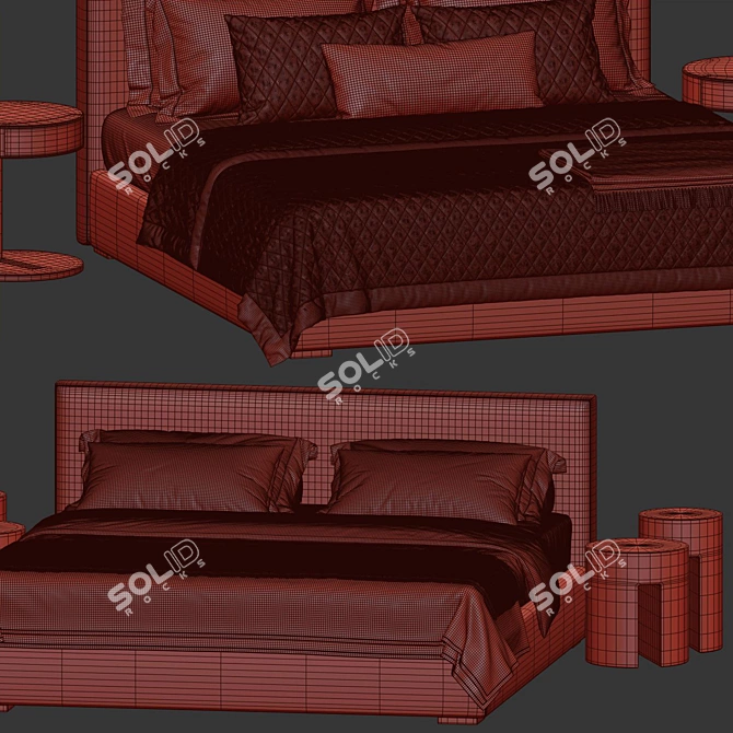 Stone Bed Model Set Options 3D model image 6