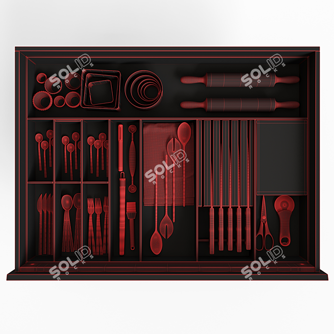 Customizable Kitchen Tray Model 3D model image 2