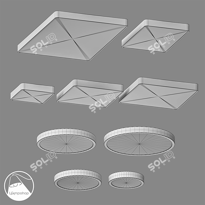 Wood Ceiling Lamp Collection, Various Sizes 3D model image 2