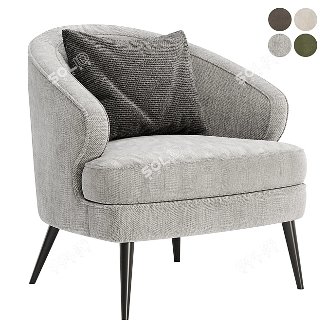 Elegant Xangai Armchair, Exceptional Comfort 3D model image 4