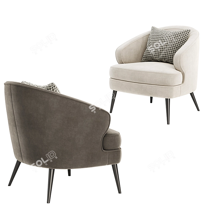 Elegant Xangai Armchair, Exceptional Comfort 3D model image 5
