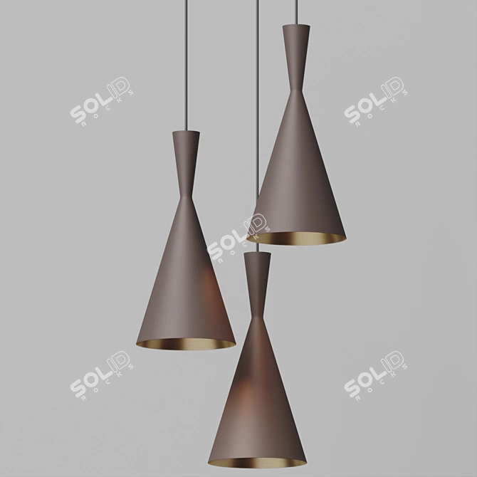Modern Dual Cone Pendant Light 3D model image 3