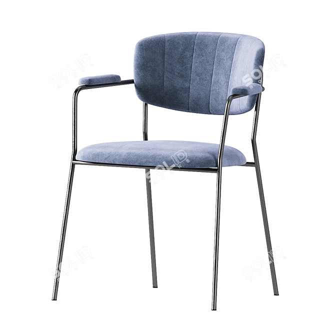 Velvet Upholstered Wood Dining Chair 3D model image 3