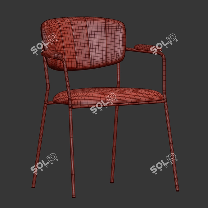 Velvet Upholstered Wood Dining Chair 3D model image 4