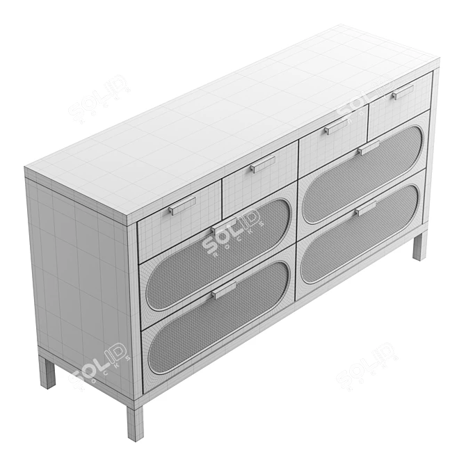 Retro-Chic Alder 8-Drawer Dresser 3D model image 6