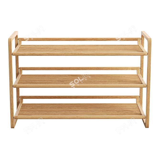 Bamboo Tri-Tier Shoe Storage Stand 3D model image 2