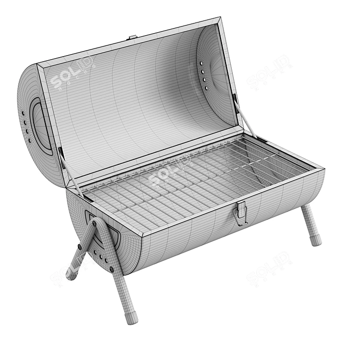 Portable Steel Barrel BBQ Grill 3D model image 6