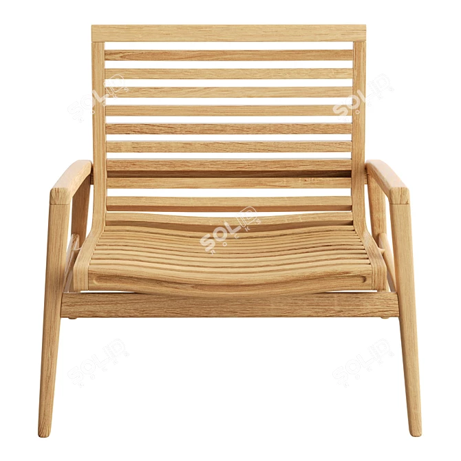 Golden Teak Mesa Lounge Chair 3D model image 2