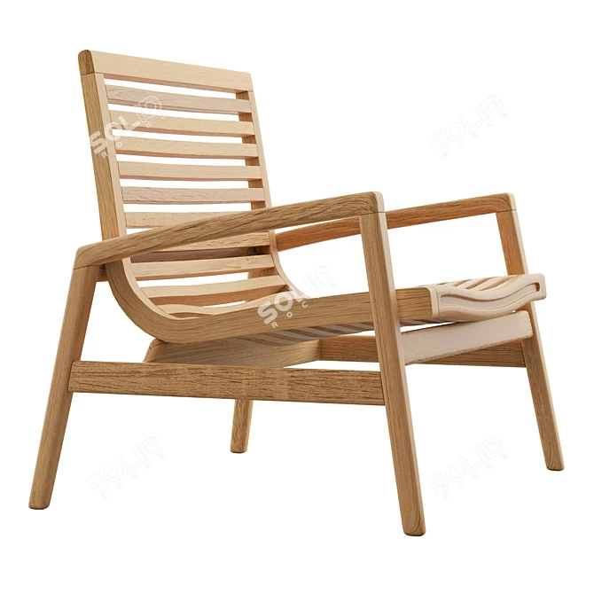 Golden Teak Mesa Lounge Chair 3D model image 3