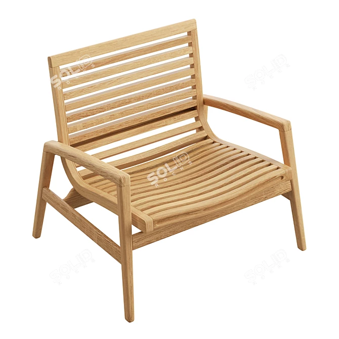 Golden Teak Mesa Lounge Chair 3D model image 5