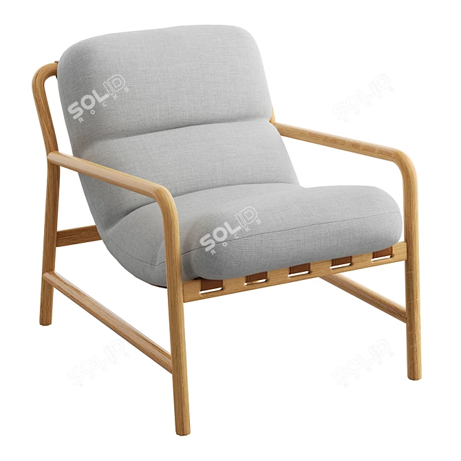 Modern Sling Chair with Ash Wood Frame 3D model image 1