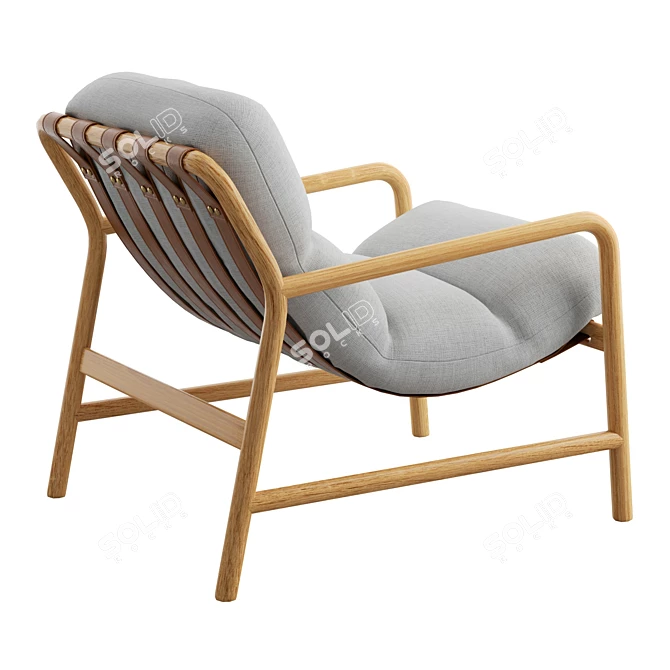 Modern Sling Chair with Ash Wood Frame 3D model image 2