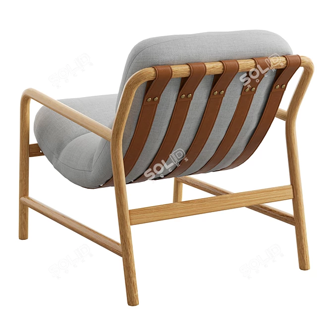 Modern Sling Chair with Ash Wood Frame 3D model image 3