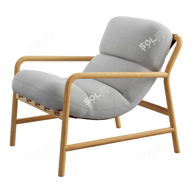 Modern Sling Chair with Ash Wood Frame 3D model image 4