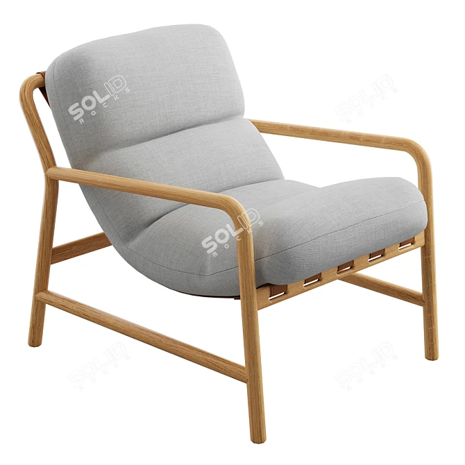 Modern Sling Chair with Ash Wood Frame 3D model image 5