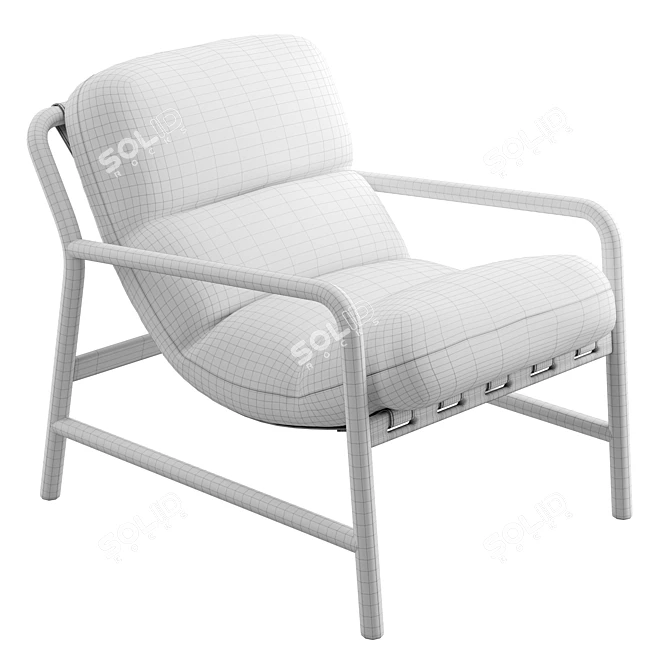 Modern Sling Chair with Ash Wood Frame 3D model image 6