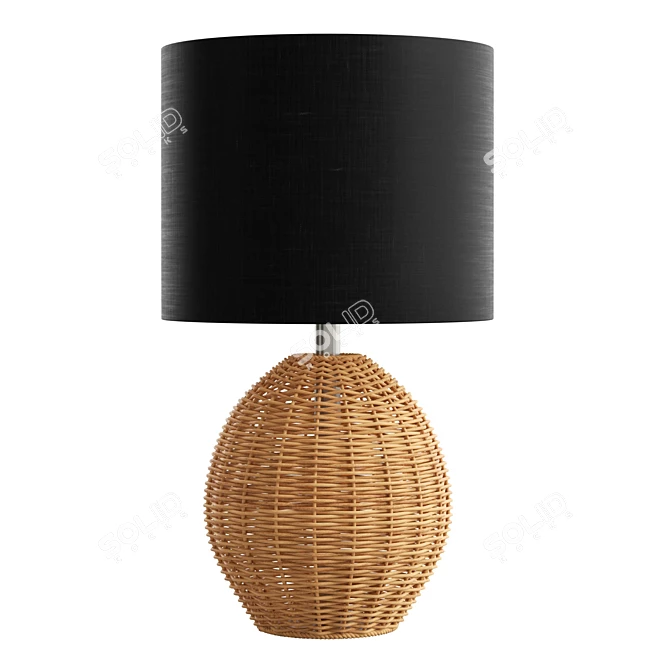 Boho Rattan Sphere Table Lamp 3D model image 1