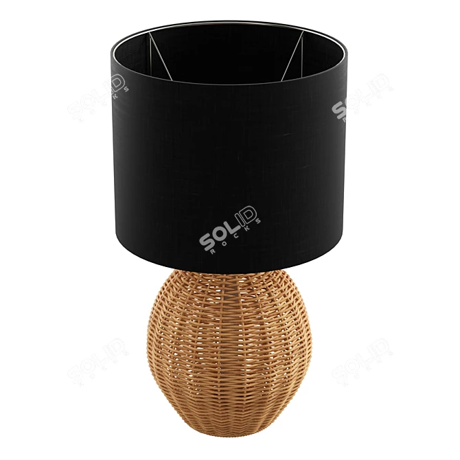 Boho Rattan Sphere Table Lamp 3D model image 2