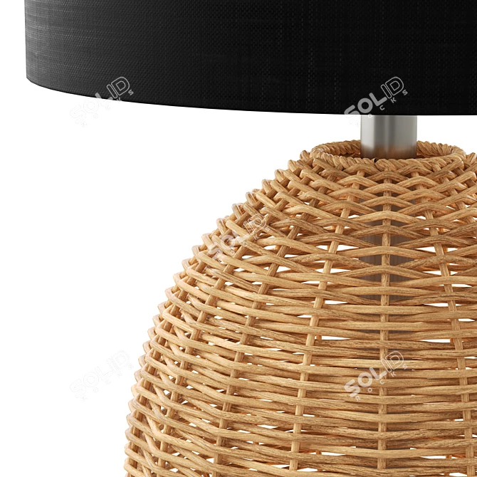 Boho Rattan Sphere Table Lamp 3D model image 4