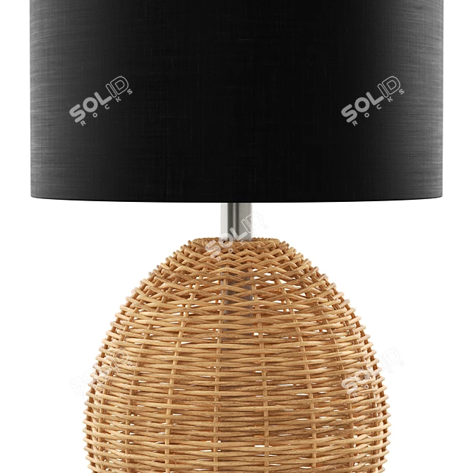 Boho Rattan Sphere Table Lamp 3D model image 5