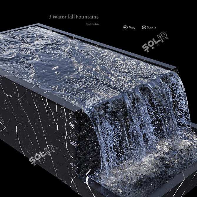 Cascading Water Wall Feature 3D model image 2