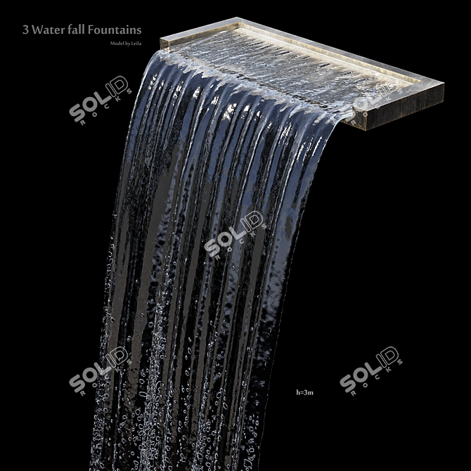 Cascading Water Wall Feature 3D model image 3