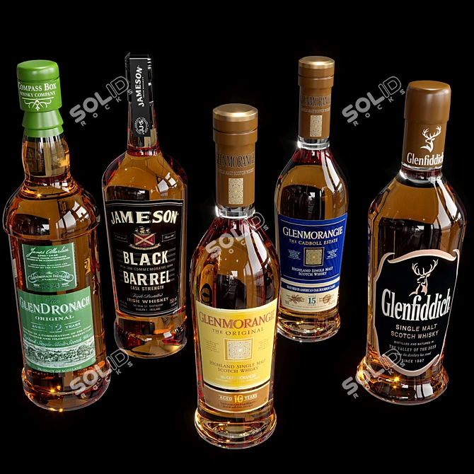 Premium Scotch & Whiskey Bottle Set 3D model image 4