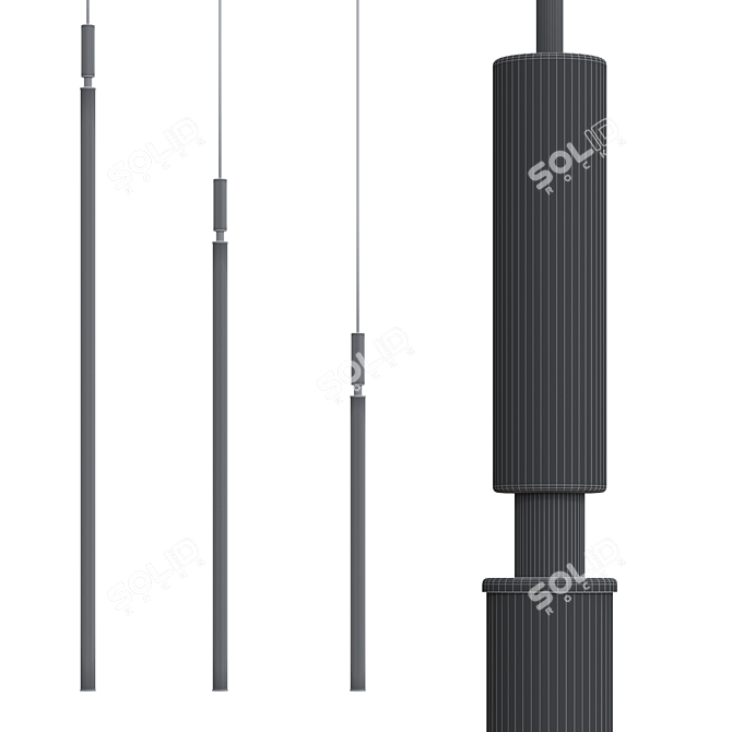 LED Rod Pendant Lamp Collection 3D model image 2