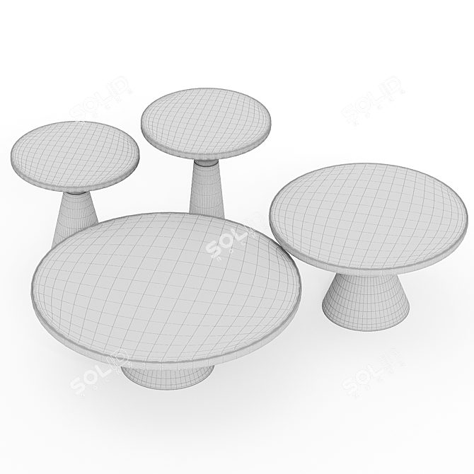 Elegant Modern Coffee Table Set 3D model image 3