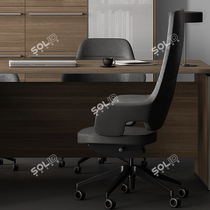 Executive Boss Office Desk Set 3D model image 3