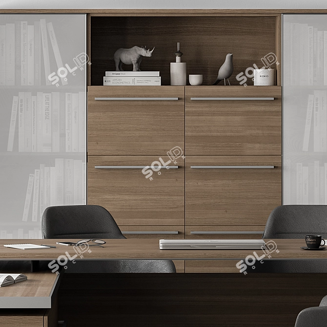 Executive Boss Office Desk Set 3D model image 4