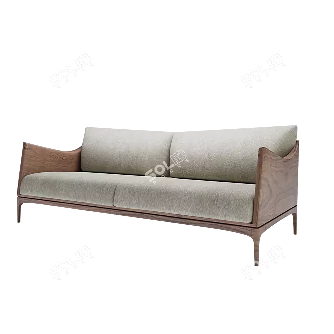 Elegant Classic Style Wood Sofa 3D model image 1