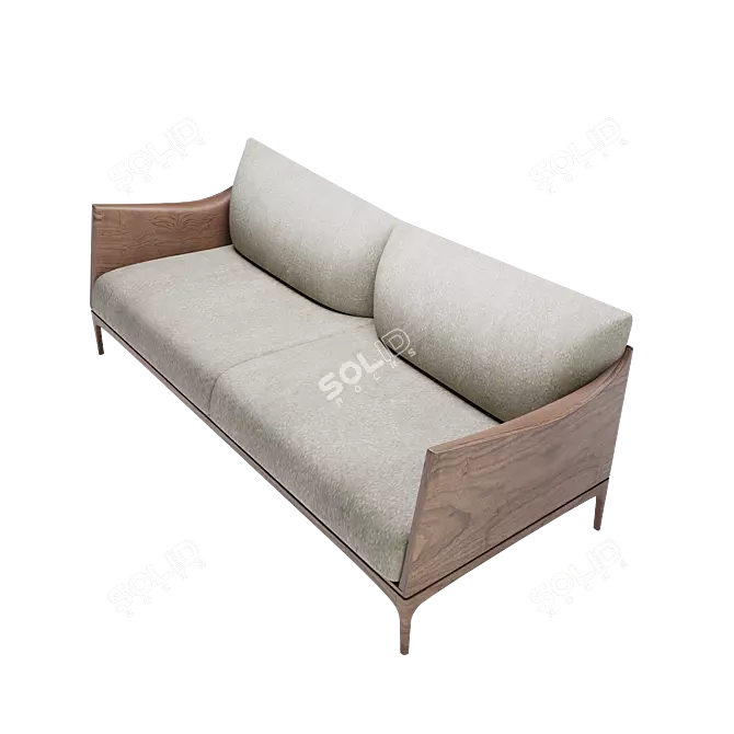 Elegant Classic Style Wood Sofa 3D model image 2