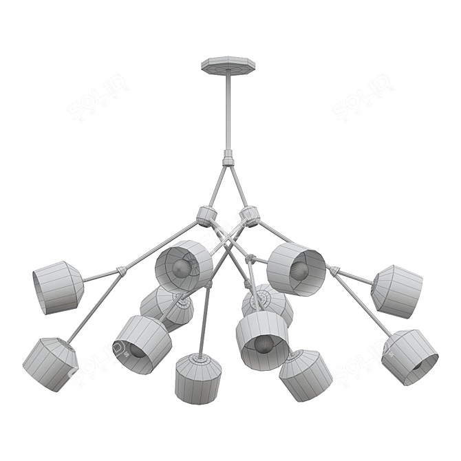 Elegant Forchette 12 Chandelier 3D model image 2