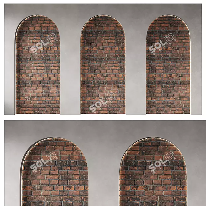 Brick-Accented Arched Wall Panel 3D model image 1