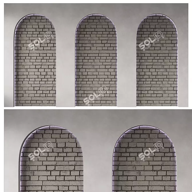 Brick-Accented Arched Wall Panel 3D model image 2