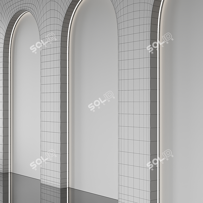 Brick-Accented Arched Wall Panel 3D model image 4