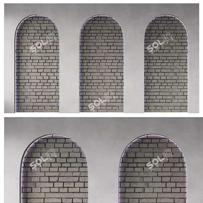 Brick-Accented Arched Wall Panel 3D model image 7