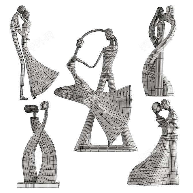 Abstract Human Sculptures Variety 3D model image 5