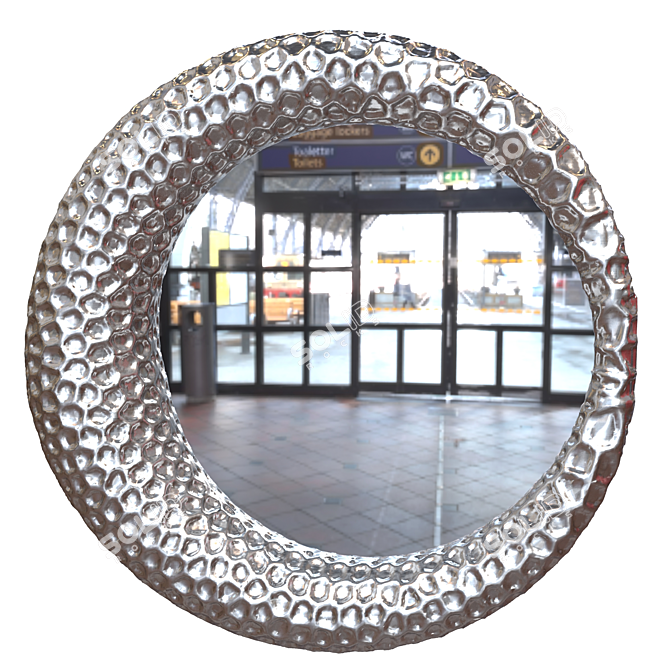 Round Silver Mirror Frame 3D model image 1