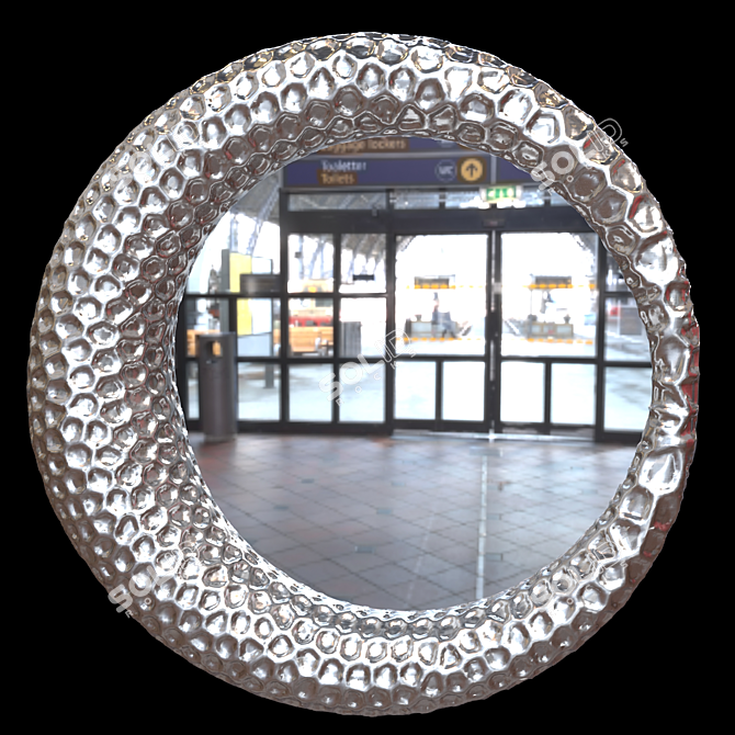 Round Silver Mirror Frame 3D model image 2